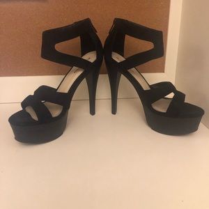 Black 5 inch strap heels